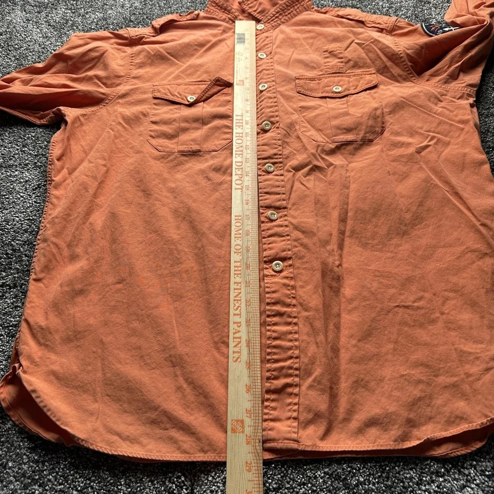 Polo Raulph Lauren Shirt Mens XXL Orange Long Sleeve USRL Naval Station‎ Y2K 00s